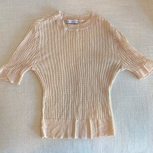 Zara Beige Ribbed Knit Top